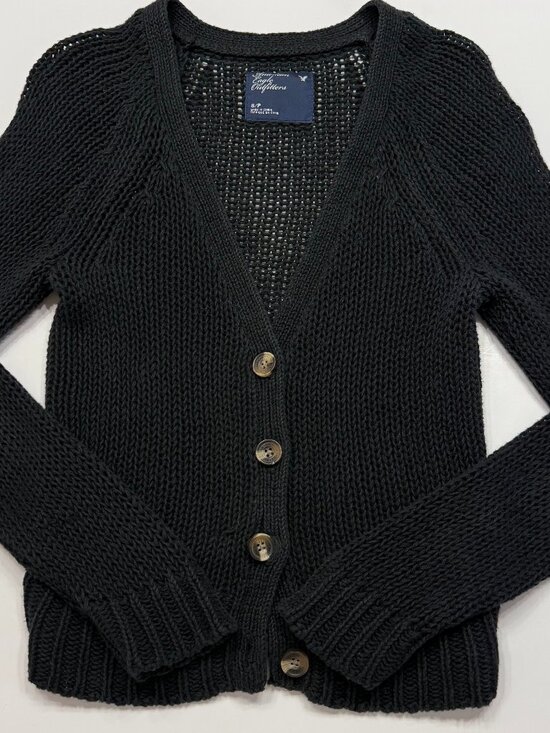 American Eagle Outfitters Sweaters - American Eagle Vintage Black Knit Cardigan Sweater Women's Small Button Front